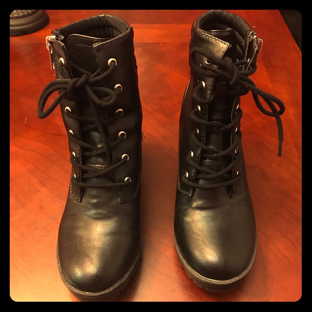 Classic Black Lace-Up Ankle Booties - Women